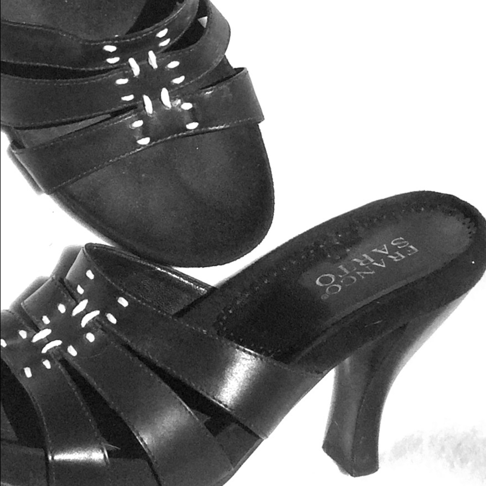 Franco Sarto Black High Heel Mule  Sandals 9 1/2 M